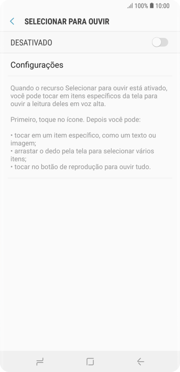 Pressione o indicador para ativar a função. Pressione o indicador para ativar a função.