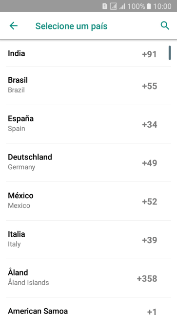 Pressione o país desejado. Pressione o país desejado.