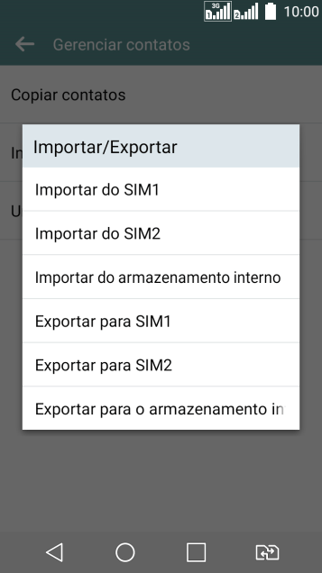 Pressione Importar do SIM1. Pressione Importar do SIM1.