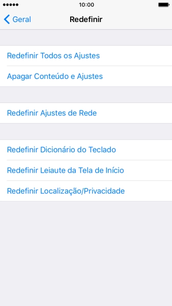 Pressione Redefinir Todos os Ajustes. Pressione Redefinir Todos os Ajustes.