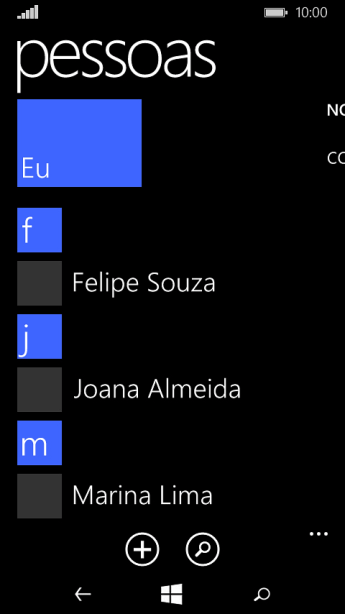 Pressione o ícone de novo contato Pressione o ícone de novo contato