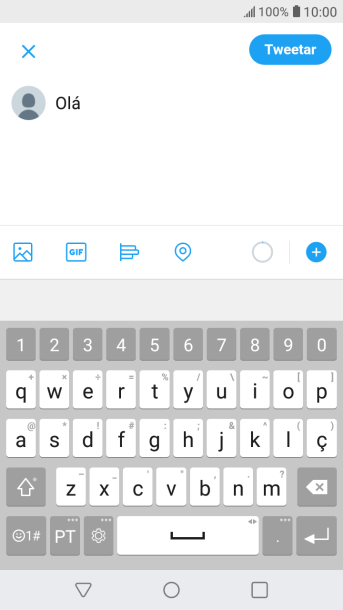 Digite o texto, e pressione Tweetar. Digite o texto, e pressione Tweetar.