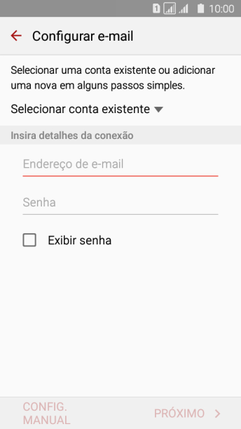 Pressione Endereço de e-mail, e digite o endereço de e-mail. Pressione Endereço de e-mail, e digite o endereço de e-mail.