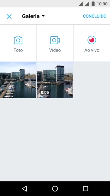 Pressione a foto ou o vídeo desejado. Pressione a foto ou o vídeo desejado.