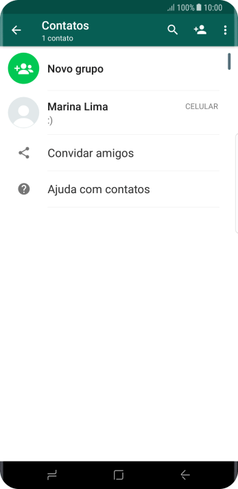 Pressione o campo de busca, e digite as primeiras letras do destinatário. Pressione o campo de busca, e digite as primeiras letras do destinatário.