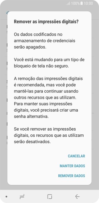 Pressione REMOVER DADOS. Pressione REMOVER DADOS.