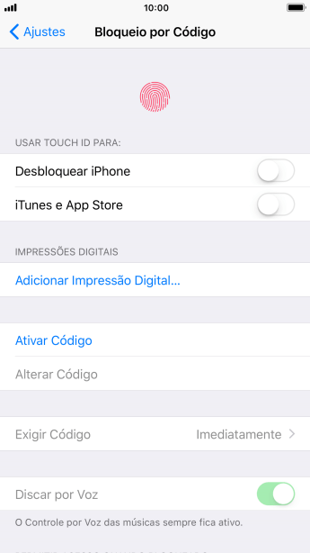 Pressione Ativar Código, e digite um código de bloqueio de sua escolha duas vezes seguidas. Pressione Ativar Código, e digite um código de bloqueio de sua escolha duas vezes seguidas.