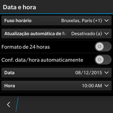 Pressione Atualização automática de fuso horário. Pressione Atualização automática de fuso horário.