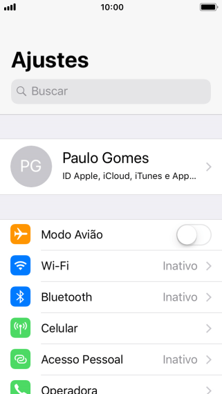 Pressione seu ID Apple. Pressione seu ID Apple.