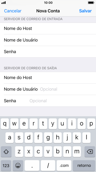 Pressione Nome de Usuário, e digite o nome de usuário da sua conta e-mail. Pressione Nome de Usuário, e digite o nome de usuário da sua conta e-mail.