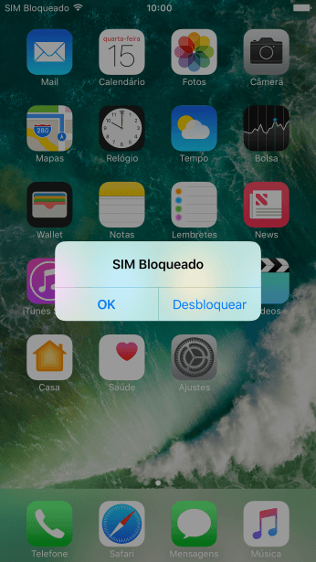 Se o seu chip estiver bloqueado, você deve pressionar Desbloquear. Se o seu chip estiver bloqueado, você deve pressionar Desbloquear.