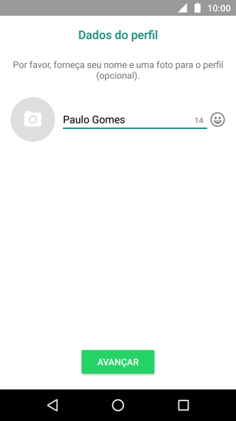 Digite o nome do usuário, e pressione AVANÇAR. Digite o nome do usuário, e pressione AVANÇAR.