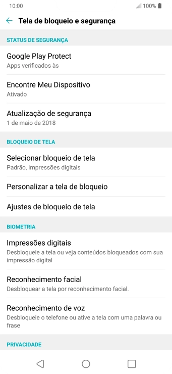 Pressione Selecionar bloqueio de tela. Pressione Selecionar bloqueio de tela.
