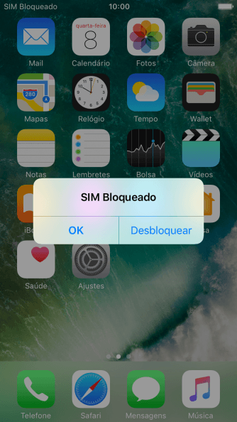 Se o seu chip estiver bloqueado, você deve pressionar Desbloquear. Se o seu chip estiver bloqueado, você deve pressionar Desbloquear.