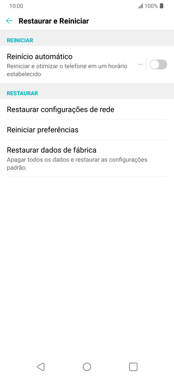 Pressione Restaurar dados de fábrica. Pressione Restaurar dados de fábrica.