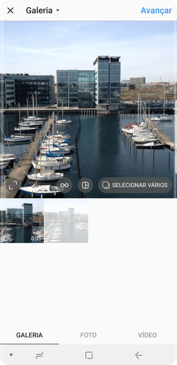 Pressione GALERIA, e navegue até a foto ou vídeo desejado. Pressione GALERIA, e navegue até a foto ou vídeo desejado.