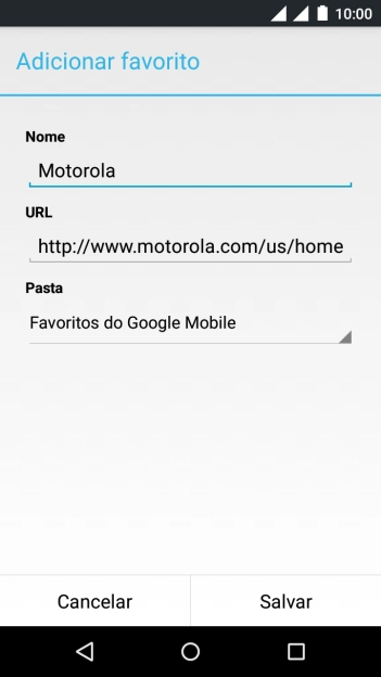 Digite o nome do favorito, e pressione Salvar. Digite o nome do favorito, e pressione Salvar.