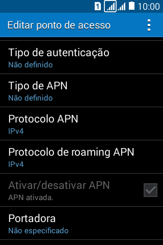 Pressione Tipo de autenticação. Pressione Tipo de autenticação.