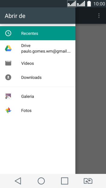 Pressione Galeria, e navegue até a pasta desejada. Pressione Galeria, e navegue até a pasta desejada.