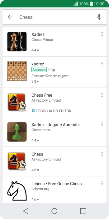 Pressione o app desejado. Pressione o app desejado.