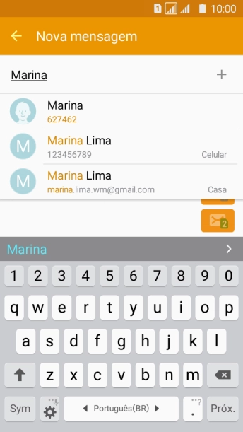 Pressione o contato desejado. Pressione o contato desejado.