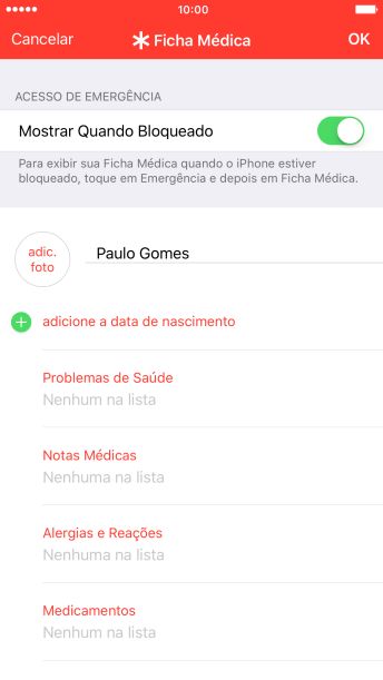 Pressione adic. foto, e siga as indicações da tela para adicionar uma foto. Pressione adic. foto, e siga as indicações da tela para adicionar uma foto.