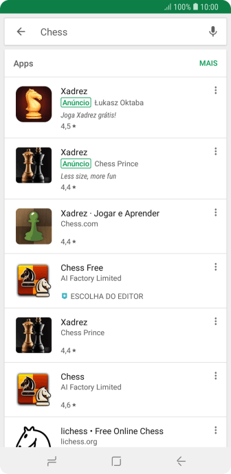 Pressione o app desejado. Pressione o app desejado.