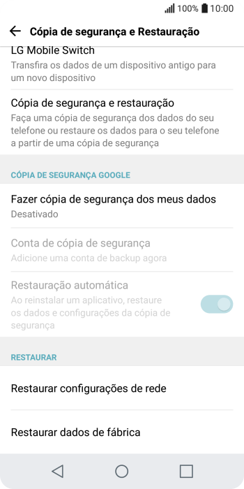Pressione Restaurar dados de fábrica. Pressione Restaurar dados de fábrica.