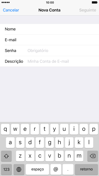 Pressione Senha e digite a senha da sua conta e-mail. Pressione Senha e digite a senha da sua conta e-mail.