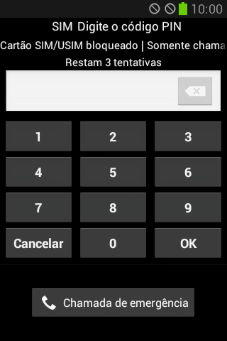 Caso seja solicitado, você deve inserir o código PIN, e pressionar OK. O código PIN padrão é 1010. Caso seja solicitado, você deve inserir o código PIN, e pressionar OK. O código PIN padrão é 1010.
