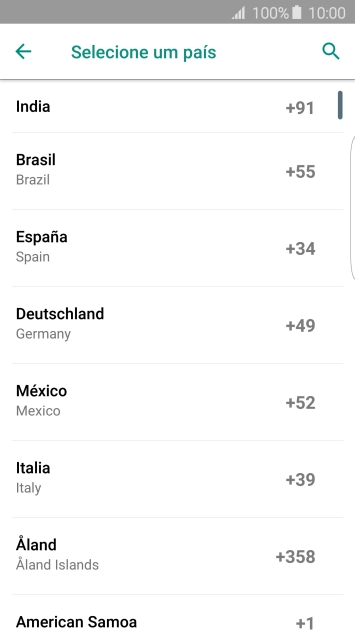 Pressione o país desejado. Pressione o país desejado.