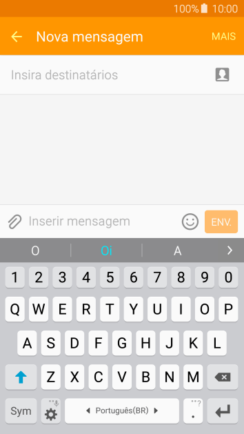 Abra uma nota, mensagem ou e-mail, para que o teclado fique visível na tela, e o celular pronto para a digitação. Abra uma nota, mensagem ou e-mail, para que o teclado fique visível na tela, e o celular pronto para a digitação.
