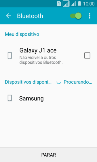 Pressione o dispositivo Bluetooth desejado, e siga as instruções da tela para conectar o dispositivo ao seu celular. Pressione o dispositivo Bluetooth desejado, e siga as instruções da tela para conectar o dispositivo ao seu celular.