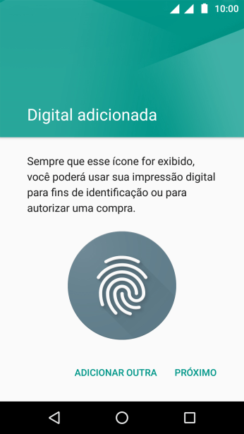 Siga as instruções na tela para configurar o código de bloqueio do celular com impressão digital. Siga as instruções na tela para configurar o código de bloqueio do celular com impressão digital.