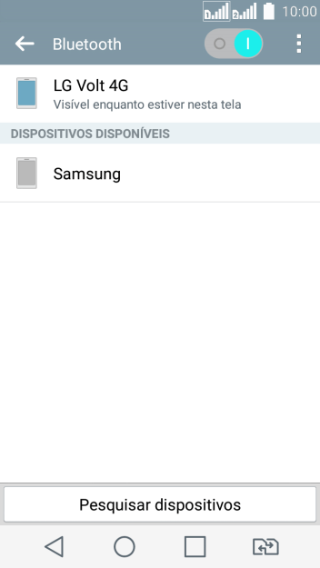 Pressione o dispositivo Bluetooth desejado, e siga as instruções da tela para conectar o dispositivo ao seu celular. Pressione o dispositivo Bluetooth desejado, e siga as instruções da tela para conectar o dispositivo ao seu celular.