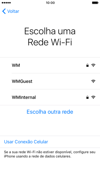 Pressione a rede Wi-Fi desejada. Pressione a rede Wi-Fi desejada.