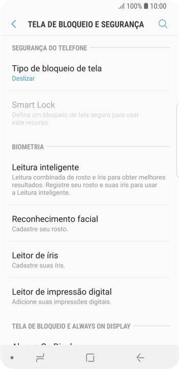 Pressione Leitor de íris. Pressione Leitor de íris.