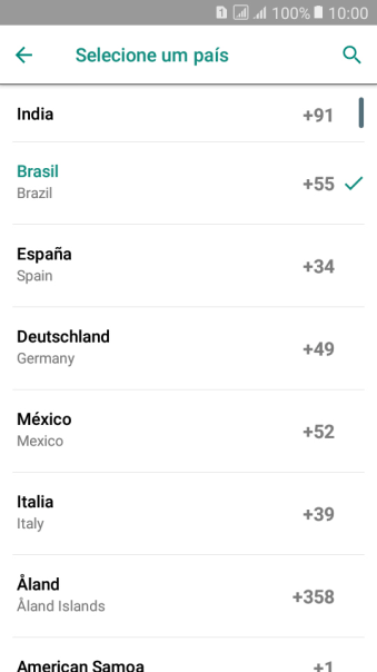 Pressione o país desejado. Pressione o país desejado.