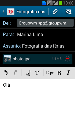 Pressione o ícone de enviar, quando você terminar de escrever seu e-mail. Pressione o ícone de enviar, quando você terminar de escrever seu e-mail.