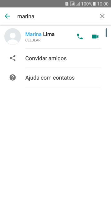 Pressione o ícone de chamada de voz para realizar uma chamada de voz para o contato. Pressione o ícone de chamada de voz para realizar uma chamada de voz para o contato.