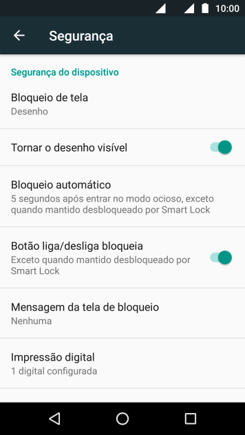 Pressione Bloqueio de tela, e digite o código de bloqueio atual. Pressione Bloqueio de tela, e digite o código de bloqueio atual.