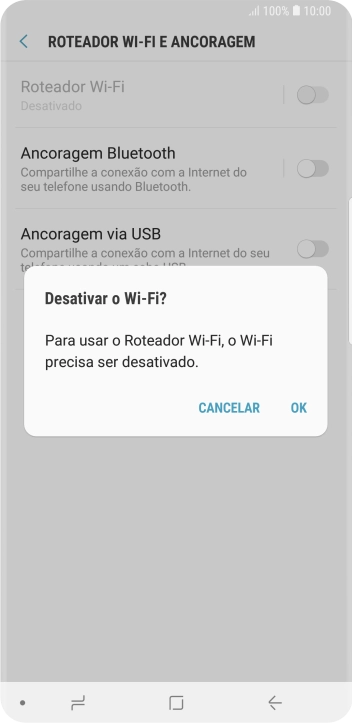 Se o Wi-Fi estiver ativado você deve pressionar OK. Se o Wi-Fi estiver ativado você deve pressionar OK.
