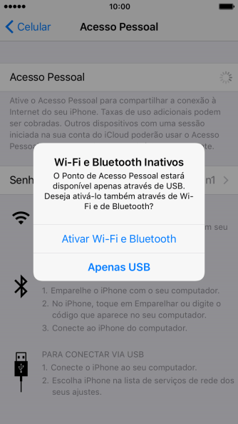 Pressione Ativar Wi-Fi e Bluetooth. Pressione Ativar Wi-Fi e Bluetooth.