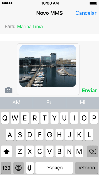 Pressione Enviar quando terminar de digitar a iMessage. Pressione Enviar quando terminar de digitar a iMessage.