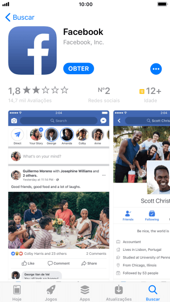 Pressione OBTER, e siga as indicações da tela para instalar o app. Pressione OBTER, e siga as indicações da tela para instalar o app.