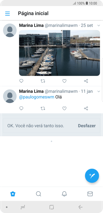 Pressione o ícone de novo tweet. Pressione o ícone de novo tweet.