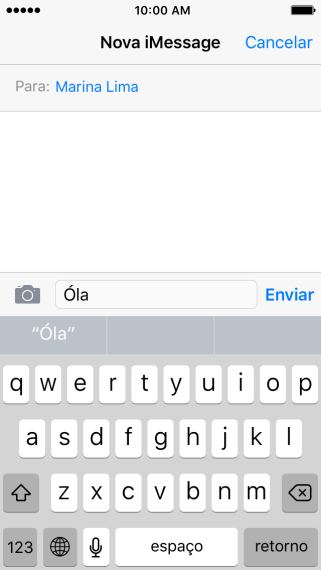 Pressione Enviar quando terminar de digitar a iMessage. Pressione Enviar quando terminar de digitar a iMessage.
