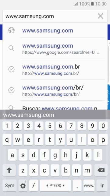 Digite o endereço da página desejada, e pressione Ir. Digite o endereço da página desejada, e pressione Ir.