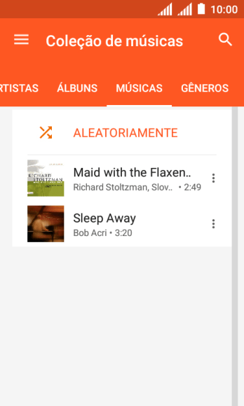 Pressione o arquivo de música desejado. Pressione o arquivo de música desejado.