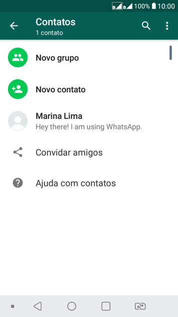 Pressione o ícone de busca, e digite as primeiras letras do nome do contato. Pressione o ícone de busca, e digite as primeiras letras do nome do contato.